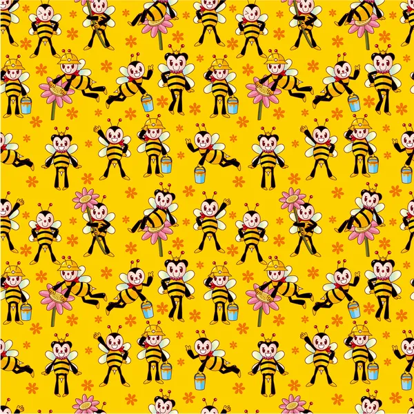 Desenho animado abelha menino sem costura padrão desenho animado abelha menino sem costura padrão —  Vetores de Stock
