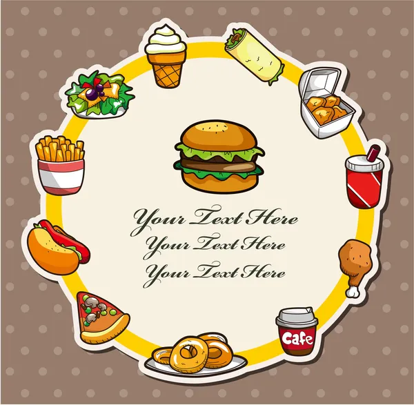Carta di cartone animato fast food — Vettoriale Stock