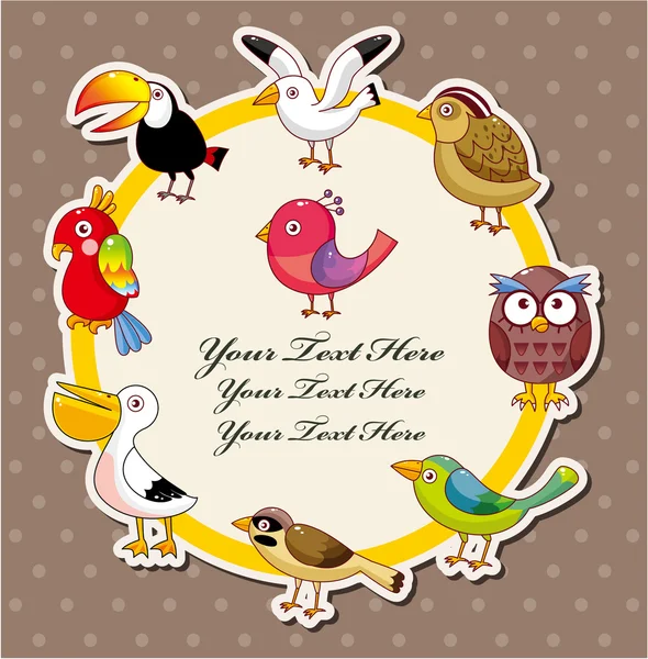 Carta di uccello dei cartoni animati — Vettoriale Stock