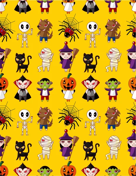 Cartoon Halloween holiday monster seamless pattern — Stock Vector