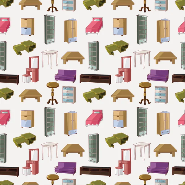Cute cartoon meubilair naadloze patroon — Stockvector