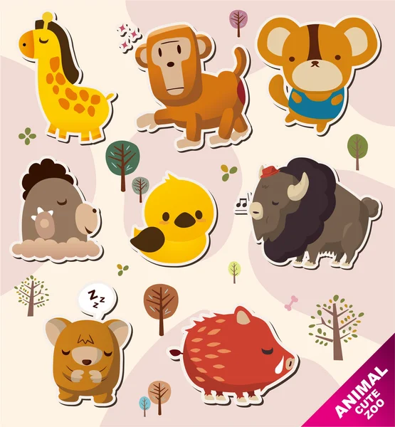 Desenhos animados animal Etiquetas ícones —  Vetores de Stock