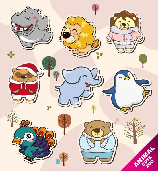 Desenhos animados animal Etiquetas ícones —  Vetores de Stock