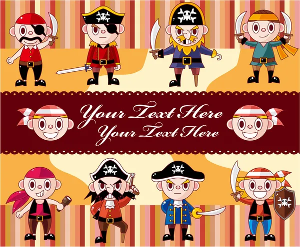 Cartone animato pirata carta — Vettoriale Stock