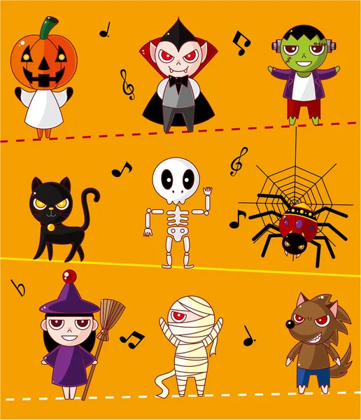 Carte de dessin animé Halloween — Image vectorielle