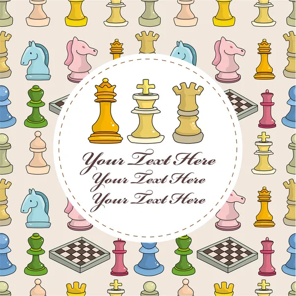 Tarjeta de ajedrez de dibujos animados — Vector de stock