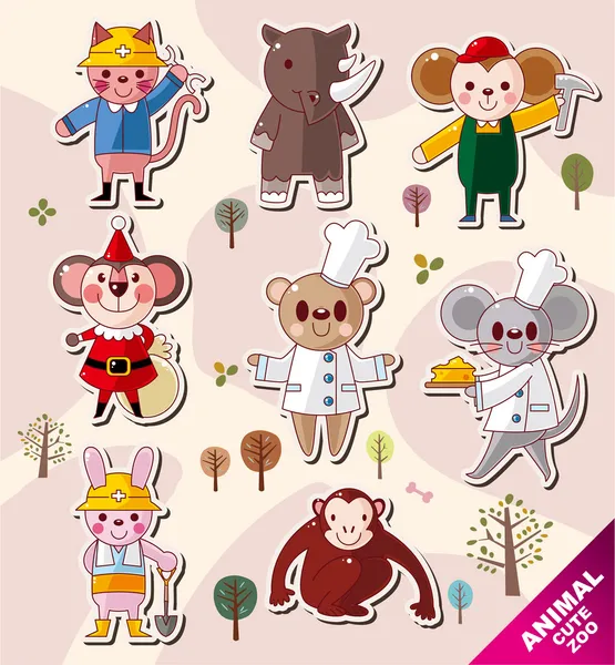 Icone animali dei cartoni animati — Vettoriale Stock