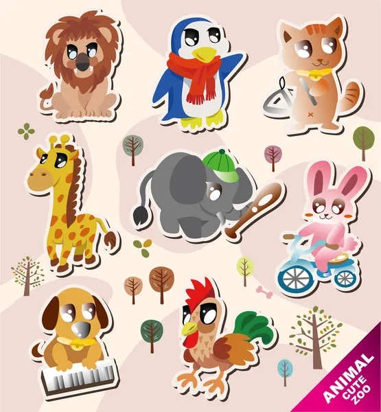 Ícones animais dos desenhos animados — Vetor de Stock