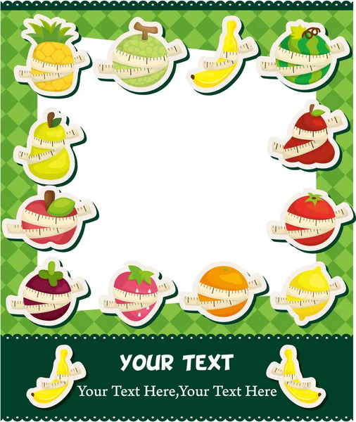 新鲜的水果和标尺健康卡 — 图库矢量图片