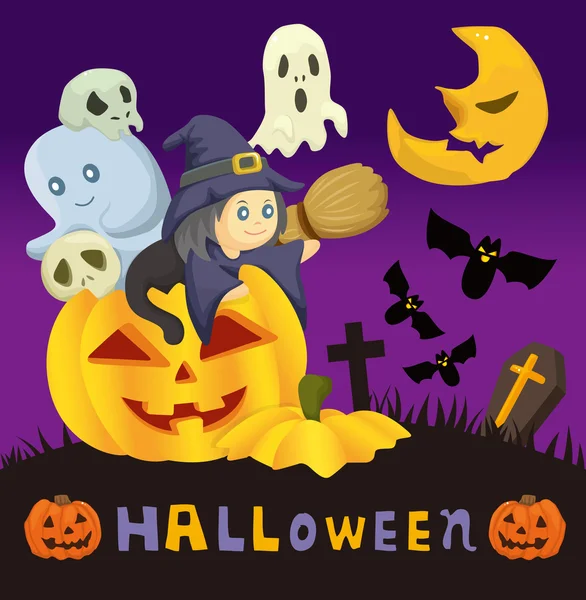 Caricatura tarjeta de Halloween — Vector de stock