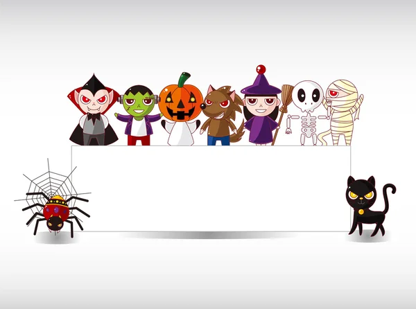 Cartão de Halloween dos desenhos animados — Vetor de Stock
