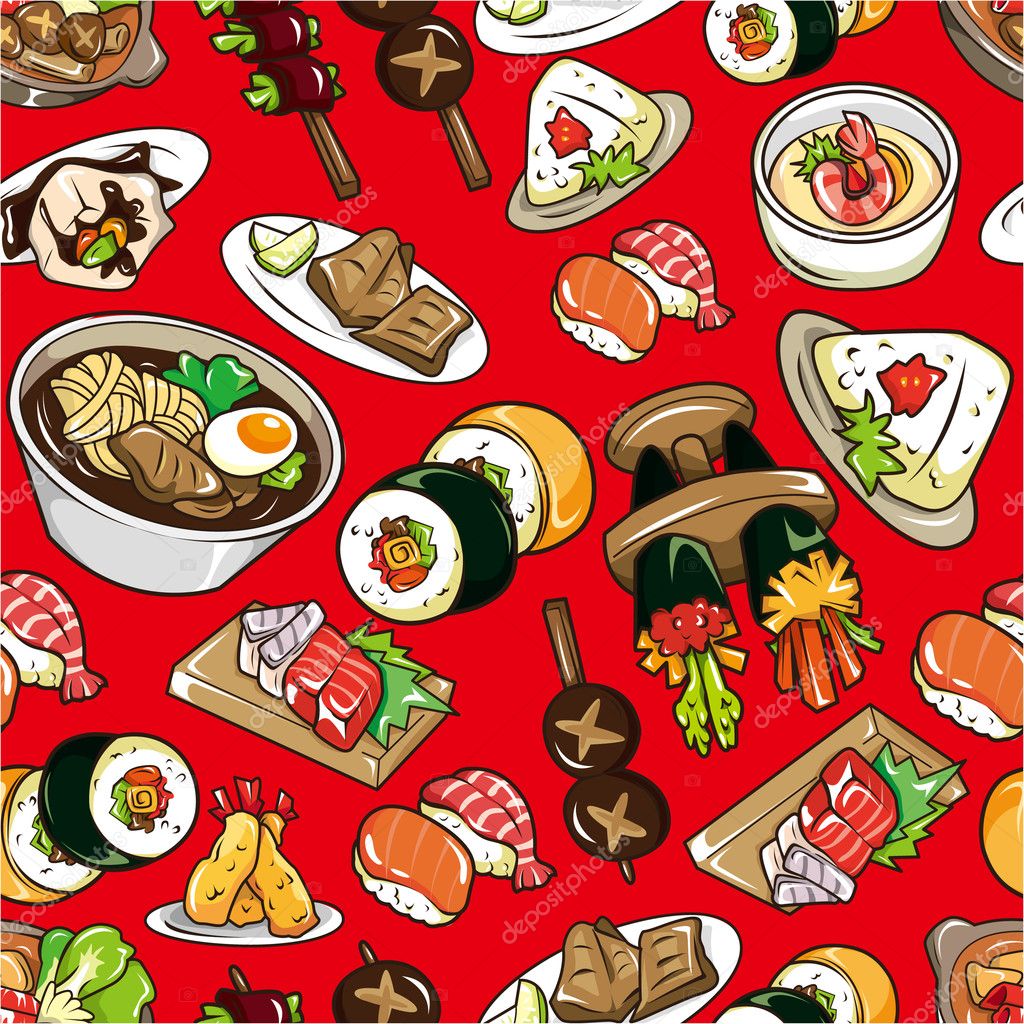 Seamless Japanese food pattern seamless Japanese food pattern — Stock ...