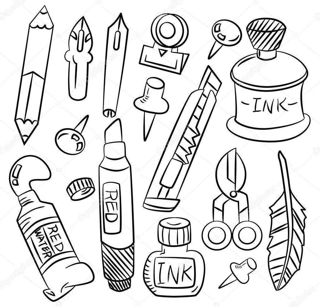hand draw cartoon stationery icon
