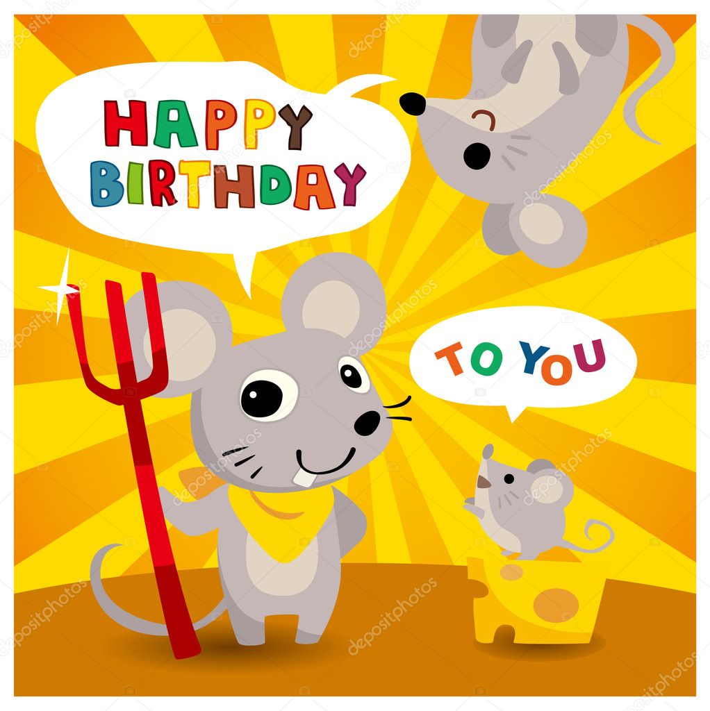cartoon mouse friend birthday card