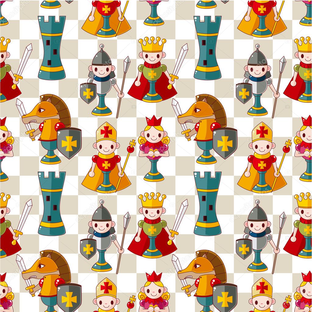 cartoon chess seamless pattern