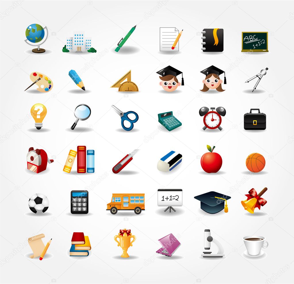 set of school icons,back to school button