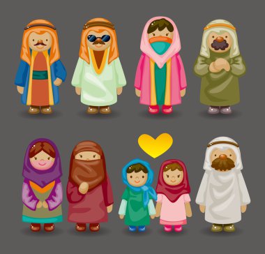 Cartoon Arabian icons clipart