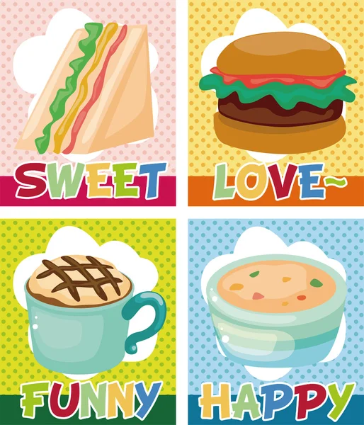 Cartão de fast-food dos desenhos animados — Vetor de Stock