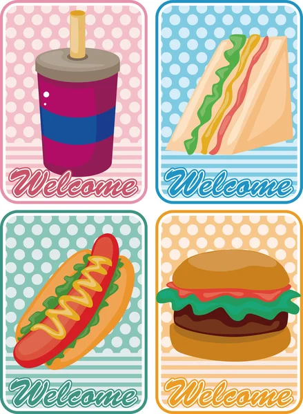 Cartão de fast-food dos desenhos animados — Vetor de Stock