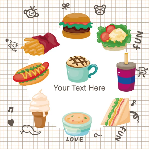 Karikatür fast food kartı — Stok Vektör