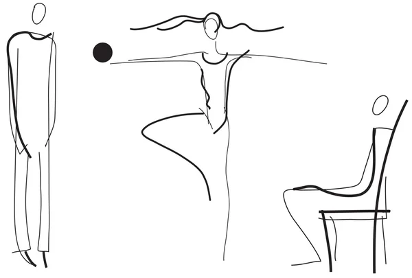 Gymnaste fille et deux hommes — Image vectorielle