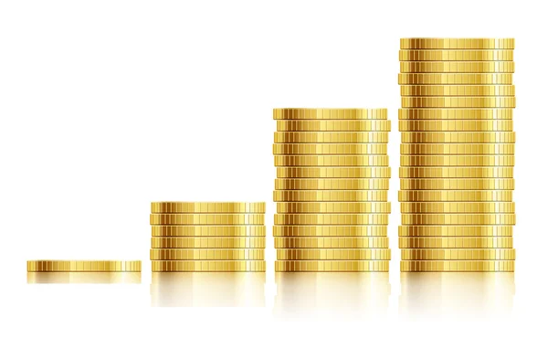Diagrama de comércio com moedas de ouro dinheiro — Fotografia de Stock