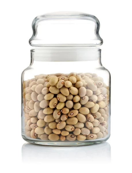 stock image Full glass jar with haricot seeds