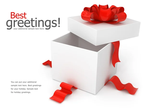 Caja de regalo de apertura con lazo rojo —  Fotos de Stock