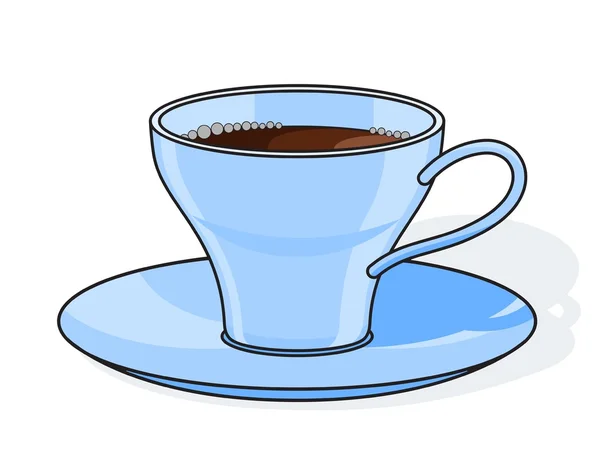 Blå kaffekopp med platta — Stock vektor