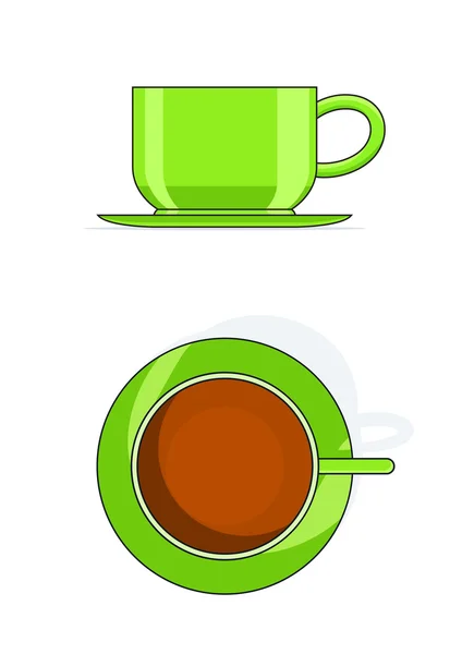 Green tea cup with plate — Stock Vector