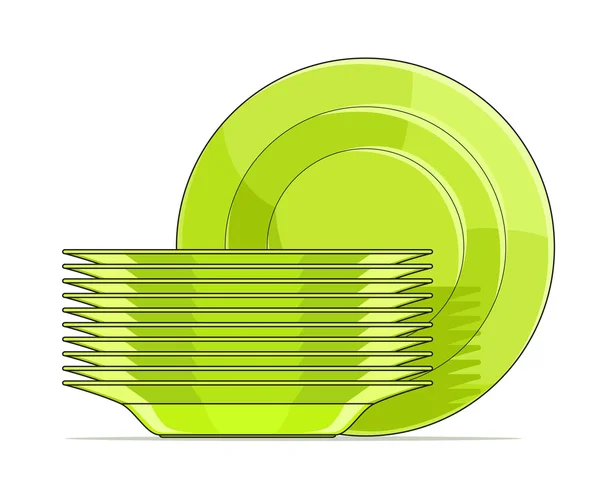 Set of green plates — Stock Vector