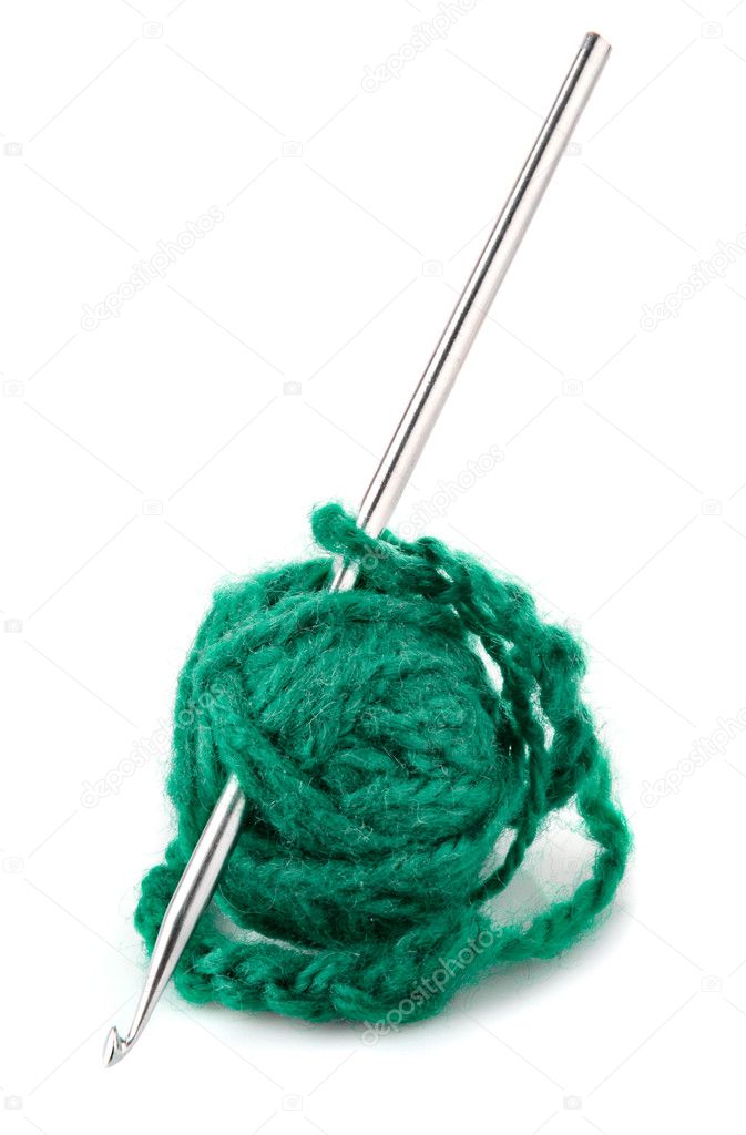 Thread and knitting needle for crocheting