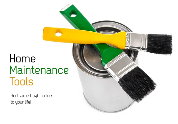 stock image Brushes and tin with paint for home maintenance