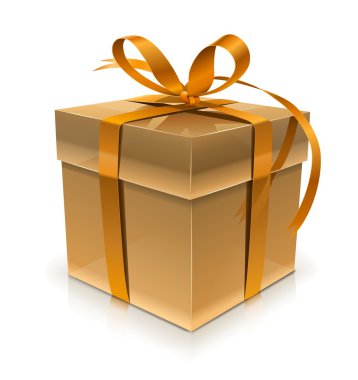 Golden gift box with bow