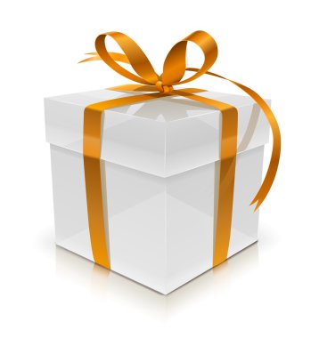 White gift box with bow clipart