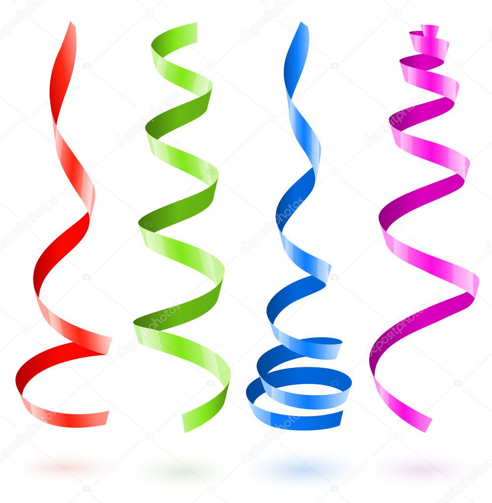 Set of color paper streamers for holiday decoration