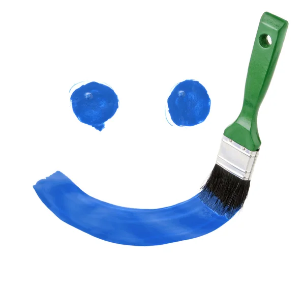Uśmiech farba rysunek z pędzla — Zdjęcie stockowe