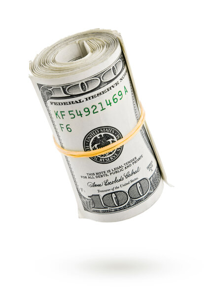 Dollar bank note twisted in roll