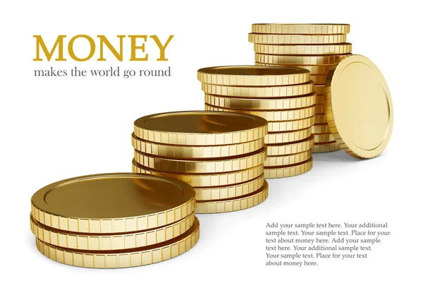 Moneta d'oro posa pila — Foto Stock