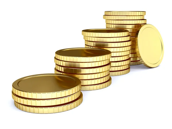 Högen av gyllene mynt som trappor — Stockfoto