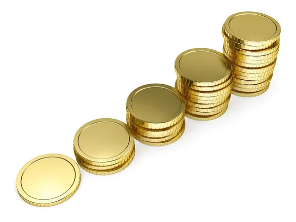 Montón de moneda de oro como escaleras —  Fotos de Stock