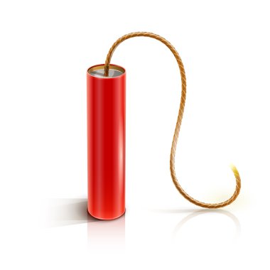 Dynamite stick with burning bickford fuse clipart