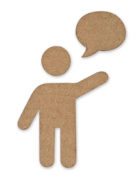 Cardboard symbol man with message cloud — Stock Photo, Image