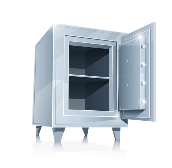 Open empty metallic safe — Stock Vector