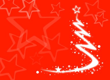 Christmas tree on red background clipart