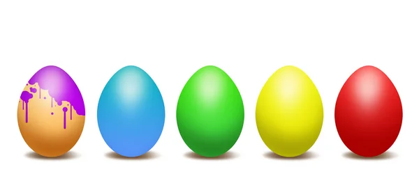 Öt egyszínű húsvéti tojás — Stock Fotó