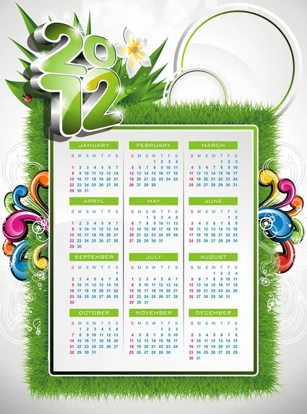 Design del calendario vettoriale 2012 con design della natura — Vettoriale Stock