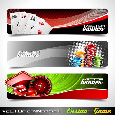 Vector banner set on a Casino theme. clipart