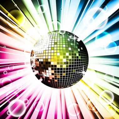 Vector illustration for a musical theme with disco ball clipart