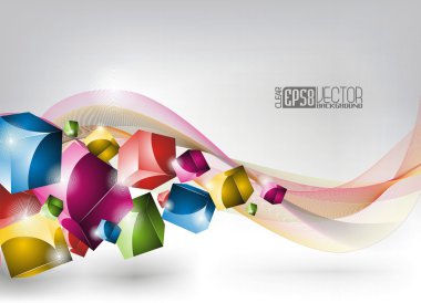 Vector dynamic design background with colored cubes. clipart